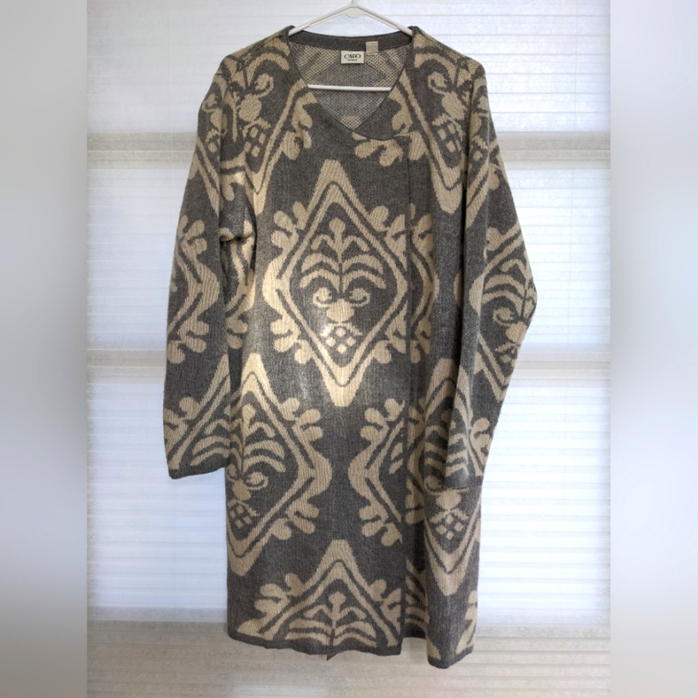 Cato Coatigan Sweater Grey and Cream 18/20